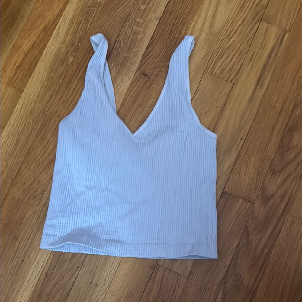 Light Blue Ribbed Women's Top